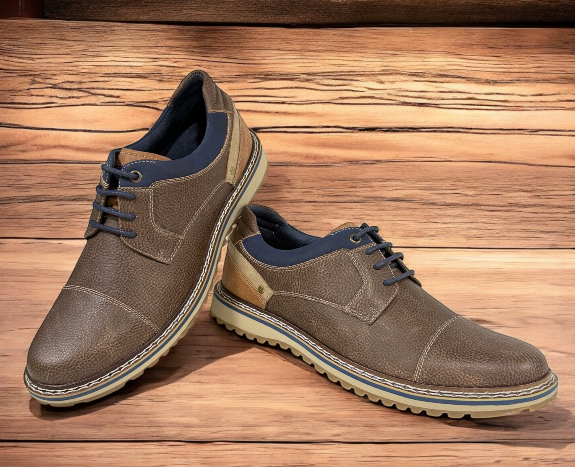 Freeman Brown Jason Round Toe Shape Casual Shoe with Faux Grain Leather M14" Freeman Brown Jason Round Toe Shape Casual Shoe with Faux Grain Leather M14"